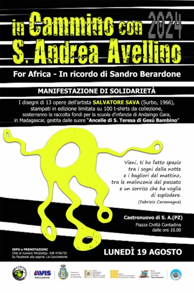 In cammino con Sant’Andrea Avellino 2024: un appuntamento di cultura e solidarietà a Castronuovo di Sant’Andrea. Locandina dell'evento.