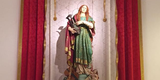 La statua di S. Cecilia posta nella chiesa di S. Luigi Gonzaga a Gallipoli