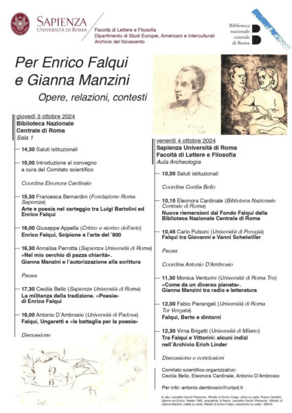 Convegno internazionale: “Per Enrico Falqui e Gianna Manzini. Opere, relazioni, contesti”