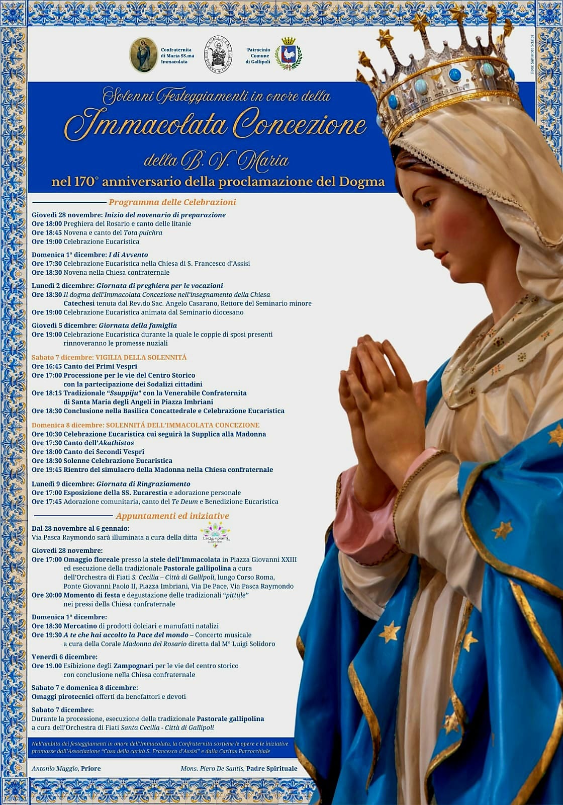 programma festa dell'Immacolata 2024 a Gallipoli